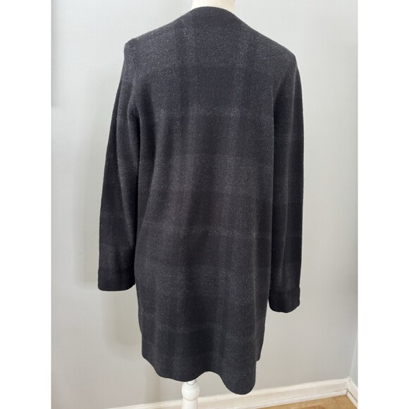 Eileen Fisher Plaid Felt‎ Merino Wool Open Front Jacket Size S Classic Minimal - Picture 3 of 8